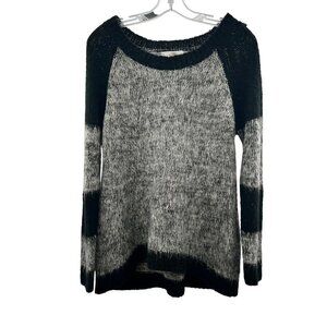 Mizumi Women's Long Sleeve Pullover Knit Sweater Gray/Black Size Medium